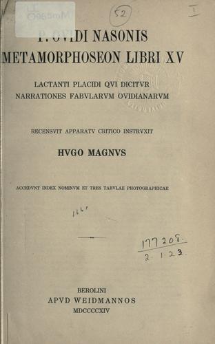Ovid: Metamorphoseon Libri XV (Latin language, 1914, Weidmann)