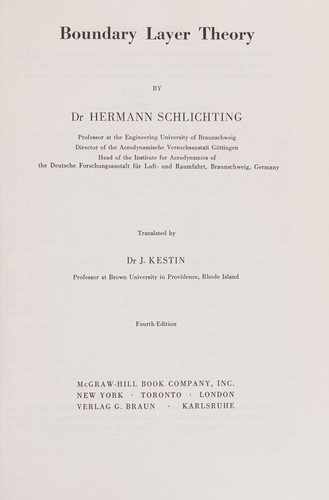Hermann Schlichting: Boundary layer theory. (1960, McGraw-Hill)