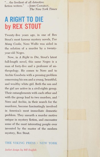 A right to die (1964, Viking Press)