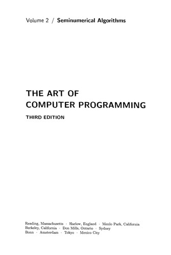 Donald E. Knuth: The  art of computer programming (1998)