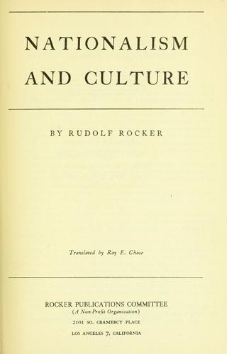 Nationalism and culture (1937, Rocker Publications Committee)
