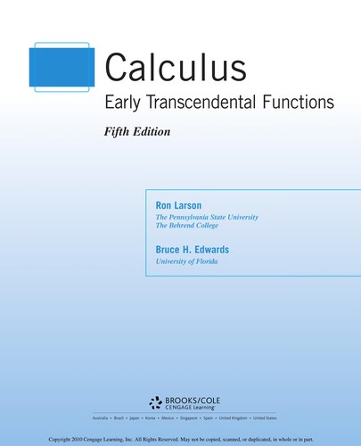 Ron Larson: Calculus (2011, Brooks/Cole, Cengage Learning)