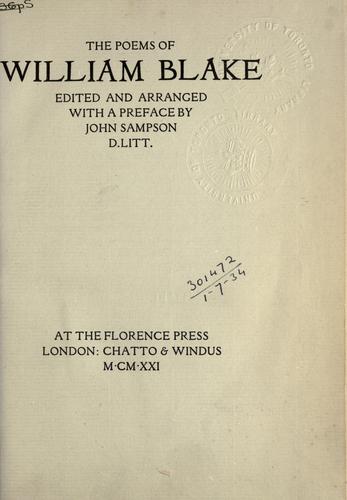 William Blake: The poems of William Blake (1921, At the Florence Press, Chatto & Windus)