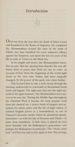 Ted Hughes, Ovid: Tales from Ovid (1999, Farrar, Straus, Giroux)