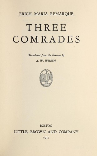 Three comrades (1937, Little, Brown and Company)